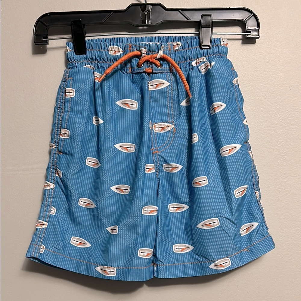 Jr. Swim Blue Sailboat Patterned Swim Shorts Trunks size 10